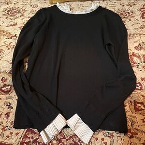 Black stretchy long sleeve with collar and cuff embellishments